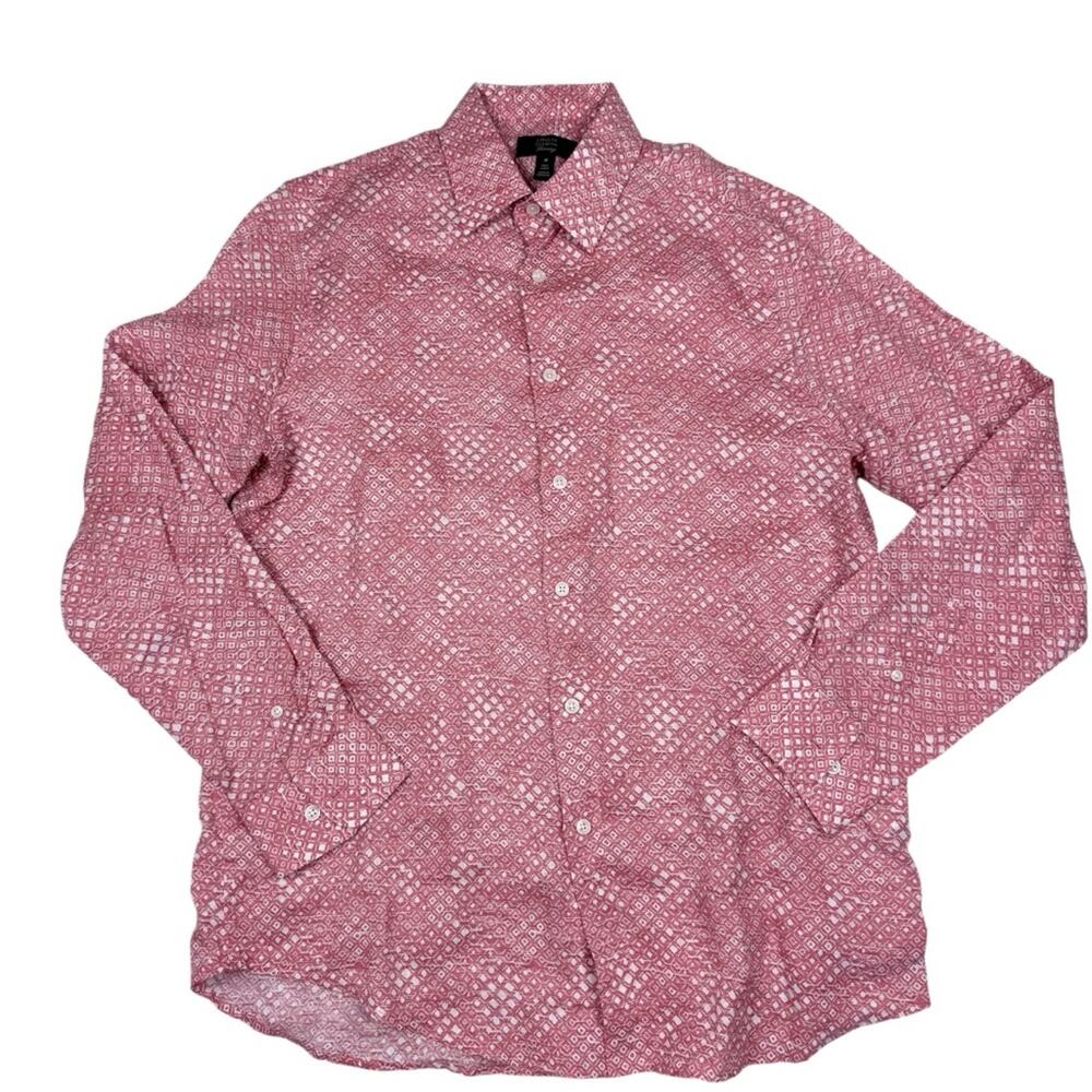 Club Room Linen Geometric Button Down Shirt NWOT - Picture 2 of 7